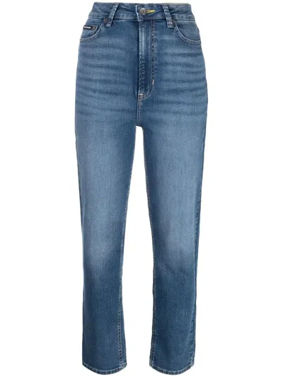 Dkny Straight-leg Faded Jeans In Blue