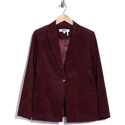 Dkny Stretch Corduroy One Button Blazer In Brown