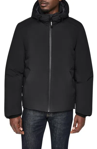 Dkny Stretch Hooded Puffer Jacket In Black