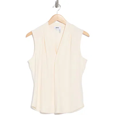 Dkny Petites Womens Zipper Polyester Shell In White