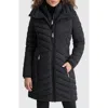 Dkny Hooded Chevron Puffer Jacket In Black