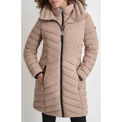 Dkny Stretch Packable Coat In Camel