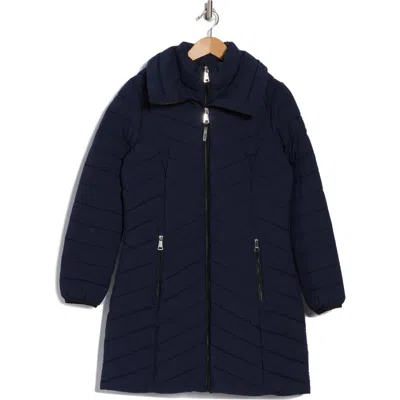 Dkny Stretch Packable Coat In Navy