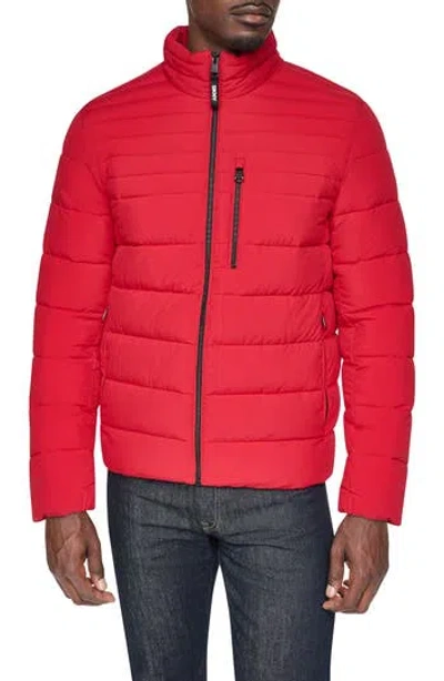 Dkny Stretch Puffer Jacket In Red