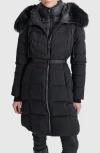 Dkny Stretch Quilted Jacket With Faux Fur Trim In Black