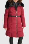 Dkny Women's Bibbed Faux-fur-trim Hooded Puffer Coat In Tibetn