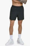 Dkny Stretch Ripstop Swim Trunks In Black
