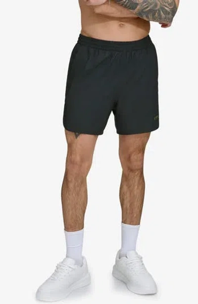 Dkny Stretch Ripstop Swim Trunks In Black