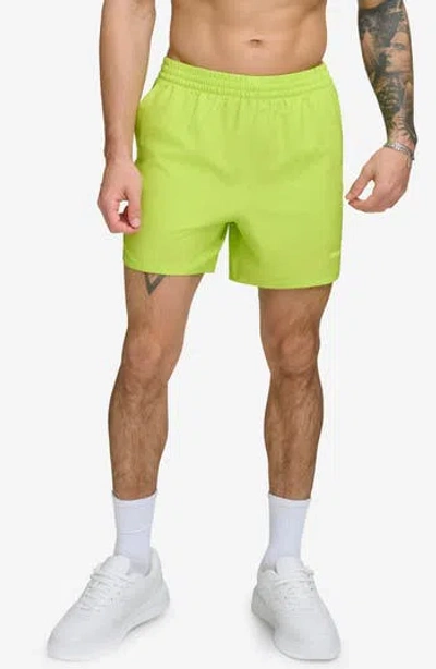 Dkny Stretch Ripstop Swim Trunks In Lime