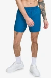 Dkny Stretch Ripstop Swim Trunks In Poseidon