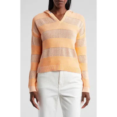 Dkny Stripe Hooded Sweater In Eggnog/orange