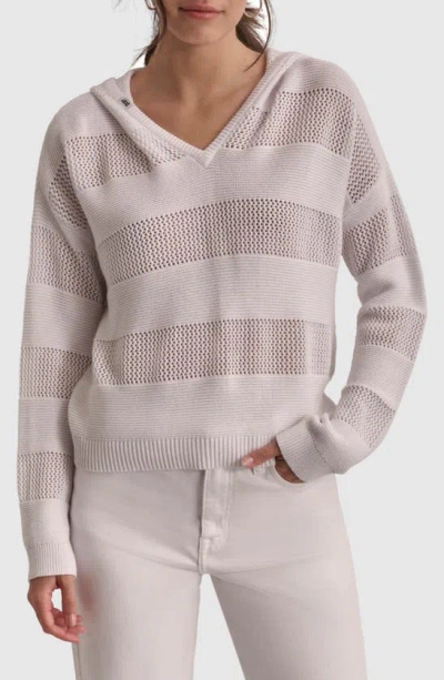 Dkny Stripe Hooded Sweater In White/ White