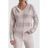 Dkny Stripe Hooded Sweater In White/white