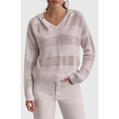 Dkny Stripe Hooded Sweater In White/white