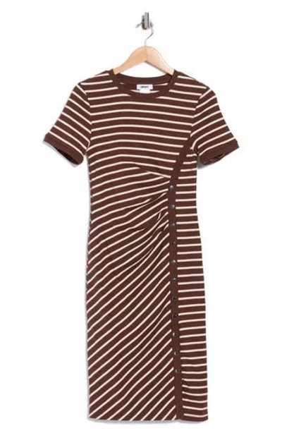 Dkny Stripe Knit Midi Dress In Brown