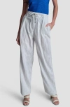 Dkny Stripe Linen Blend Drawstring Pants In White