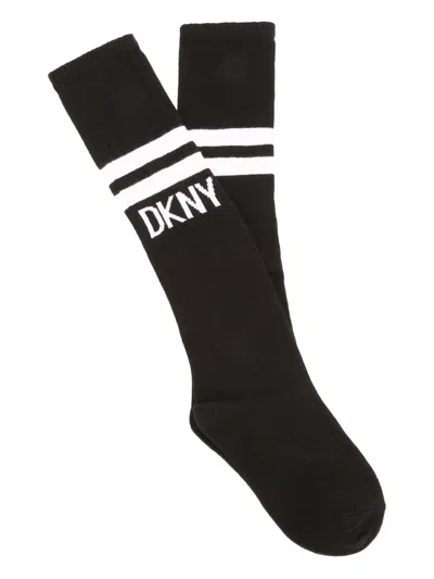 Dkny Kids' Stripe Logo Socks In Black