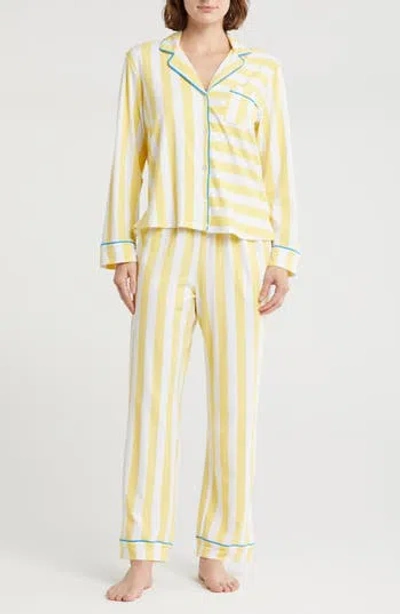 Dkny Stripe Long Sleeve Top & Pants Pajamas In Yellow