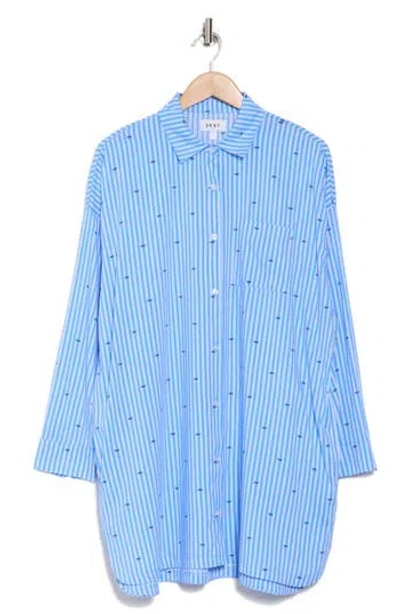 Dkny Stripe Mini Logo Sleep Shirt In Periwinkle Stripe