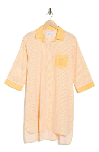 Dkny Stripe Pocket Nightshirt In Mango Stripe