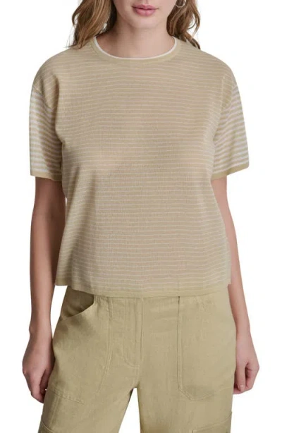 Dkny Stripe Short Sleeve Sweater In Neutral