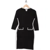 Dkny Stripe Sweater Dress In Black/ivory