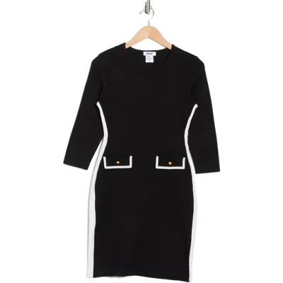 Dkny Stripe Sweater Dress In Black/ivory