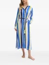 Dkny Striped Belted Shirt Nightdress In Blue