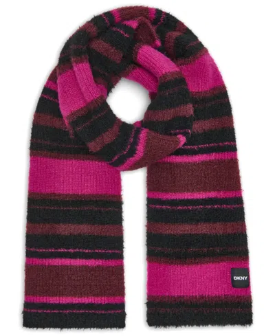 Dkny Striped Blanket Scarf In Raspberry