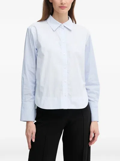Dkny Striped Cotton Shirt In Blue
