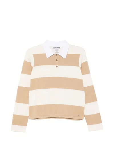 Dkny Striped Cotton Sweater In Neutral
