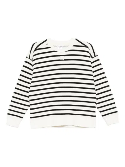 Dkny Striped Cotton Sweatshirt In White