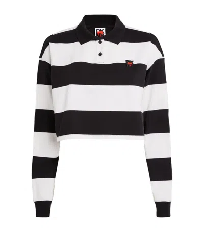 Dkny Striped Cropped Polo Shirt In Multi