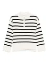 Dkny Striped Half-zip Jumper In White