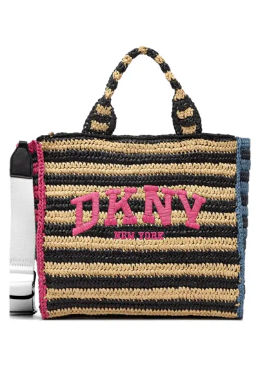Dkny Striped Logo-embroidered Tote Bag In Multi