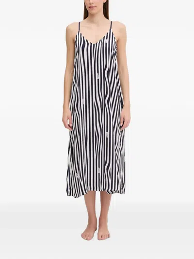 Dkny Striped Logo-print Nightdress In Multi