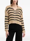 Dkny Striped-patern Zip Cardigan In Brown