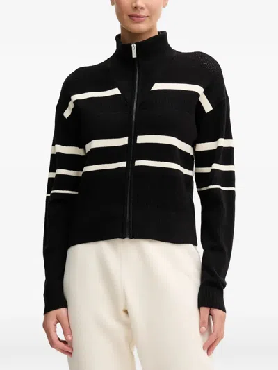 DKNY STRIPED-PATTERN ZIP CARDIGAN