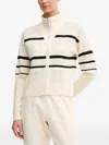 Dkny Women's Open Stitch Full Zip Stripe Jacket In Neutral
