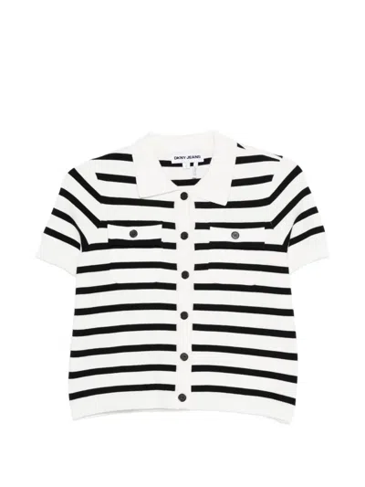 Dkny Striped Pocket Shirt In Black