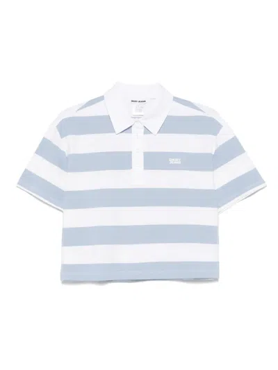 Dkny Striped Polo Top In White
