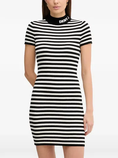 Dkny Striped Roll-neck Dress In Multi