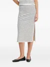 Dkny Striped Side-split Midi Skirt In White