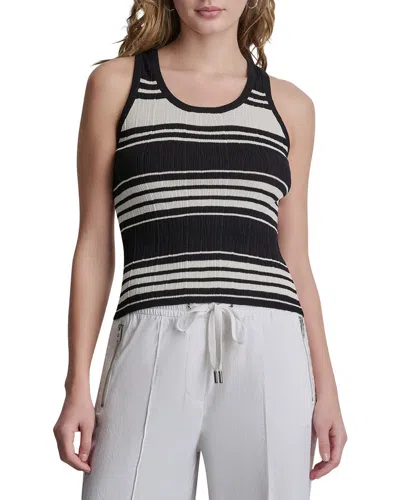 Dkny Striped Sweater In Black