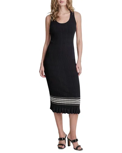 Dkny Striped Sweaterdress In Black