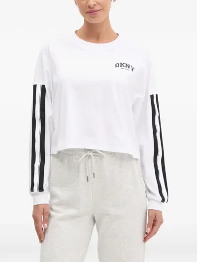 Dkny Stripe-detail Long-sleeve T-shirt In Multi