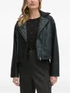 Dkny Stud-embellished Biker Jacket In Black