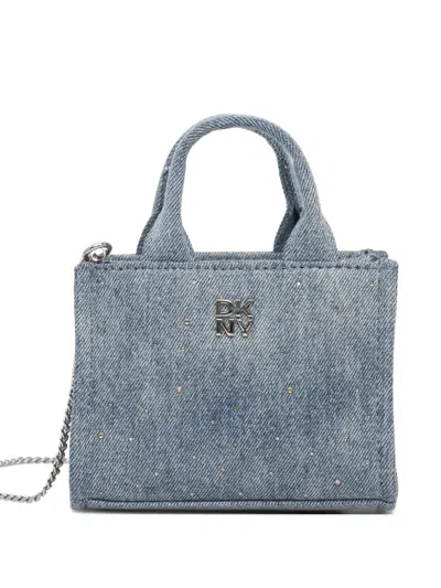Dkny Stud-embellished Denim Tote Bag In Blue