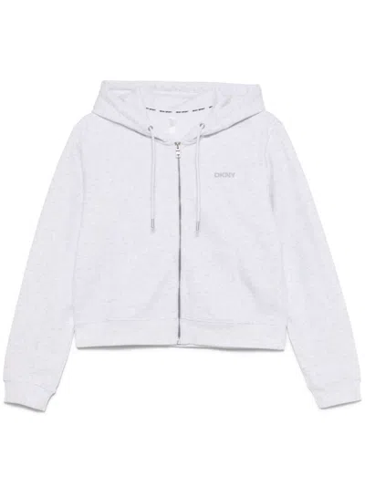 Dkny Stud-logo Hoodie In Grey