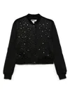 Dkny Studded Bomber Jacket With Ribbed Cuffs In Black